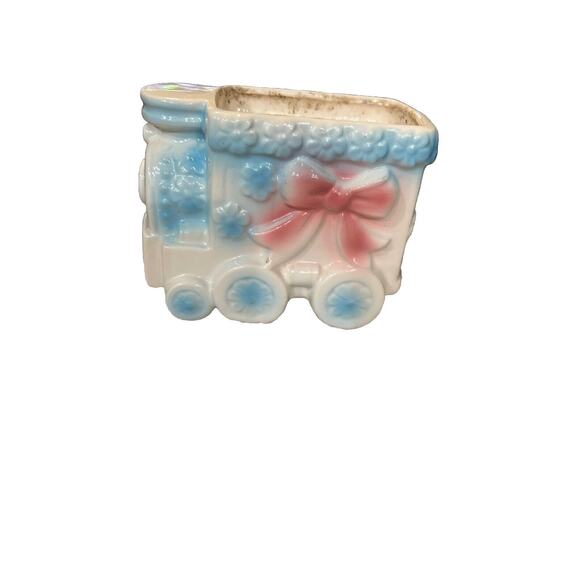 Cute Vintage Ceramic flower‎ train Planter Container Japan - Picture 1 of 5